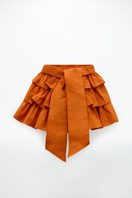 RUFFLED TAFFETA SKIRT