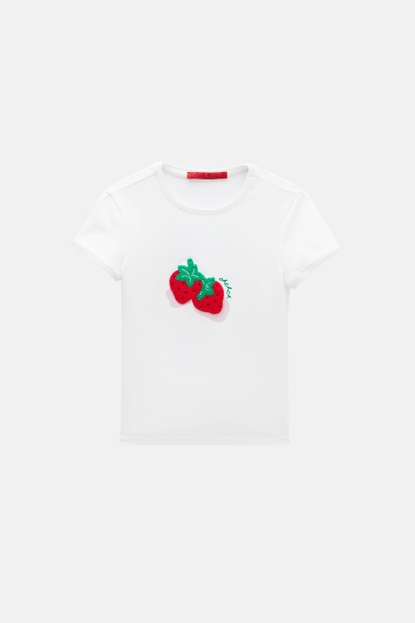 STRAWBERRIES EMBROIDERED T-SHIRT