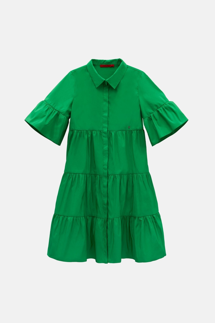 Ruffled taffeta shirt dress