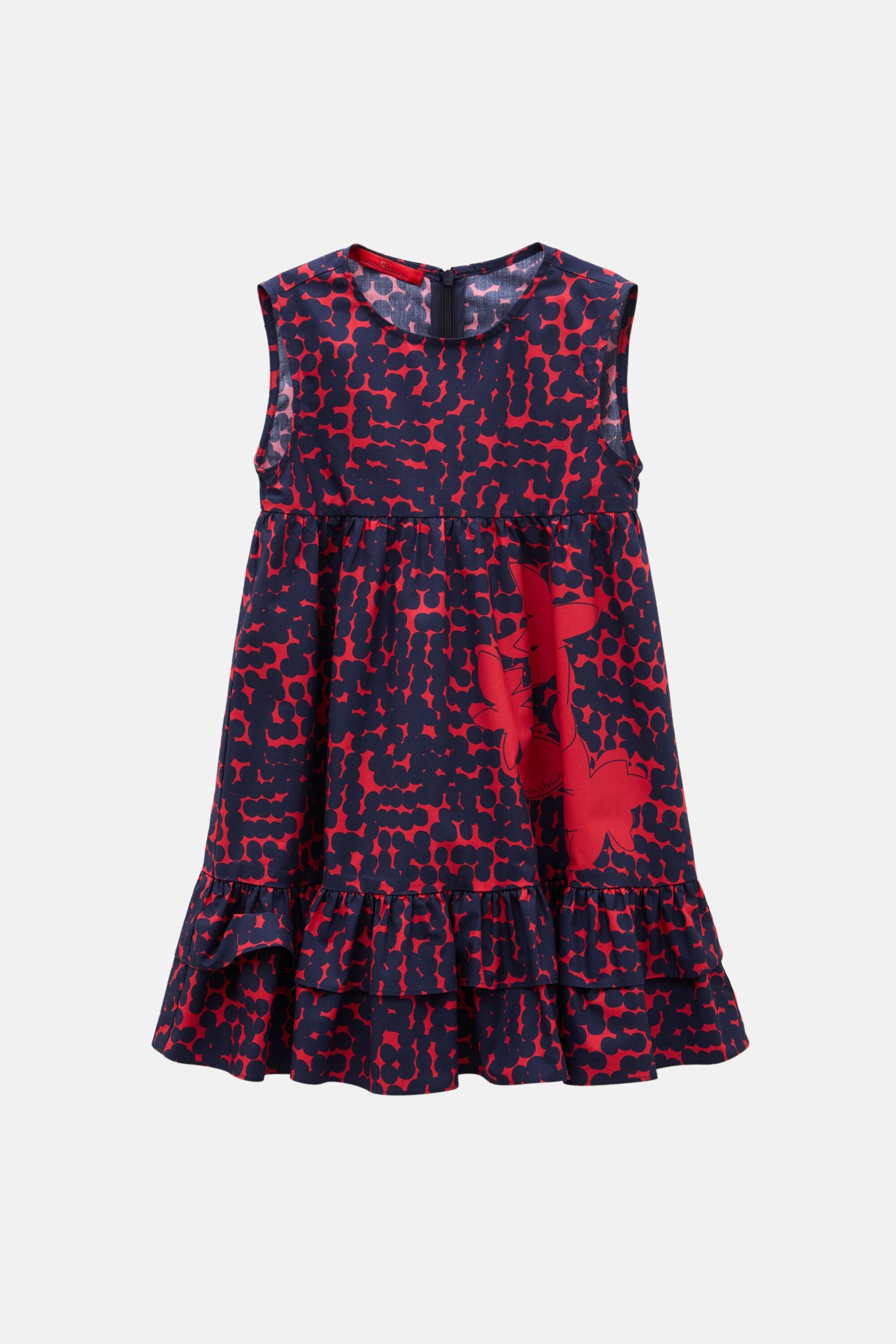 Ruffled Print Poplin Dress