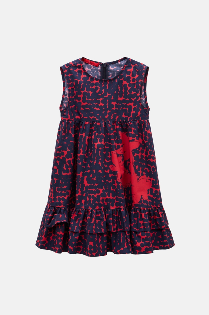 Ruffled Print Poplin Dress