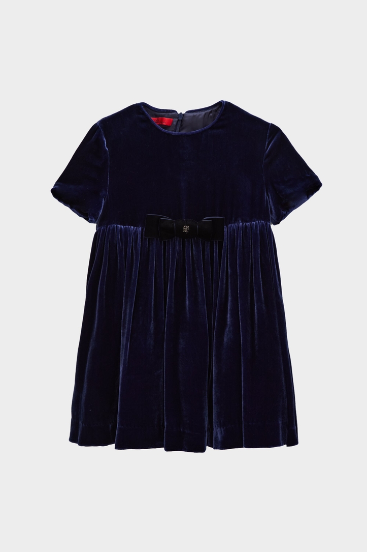 Bow-Detailed Velvet Dress