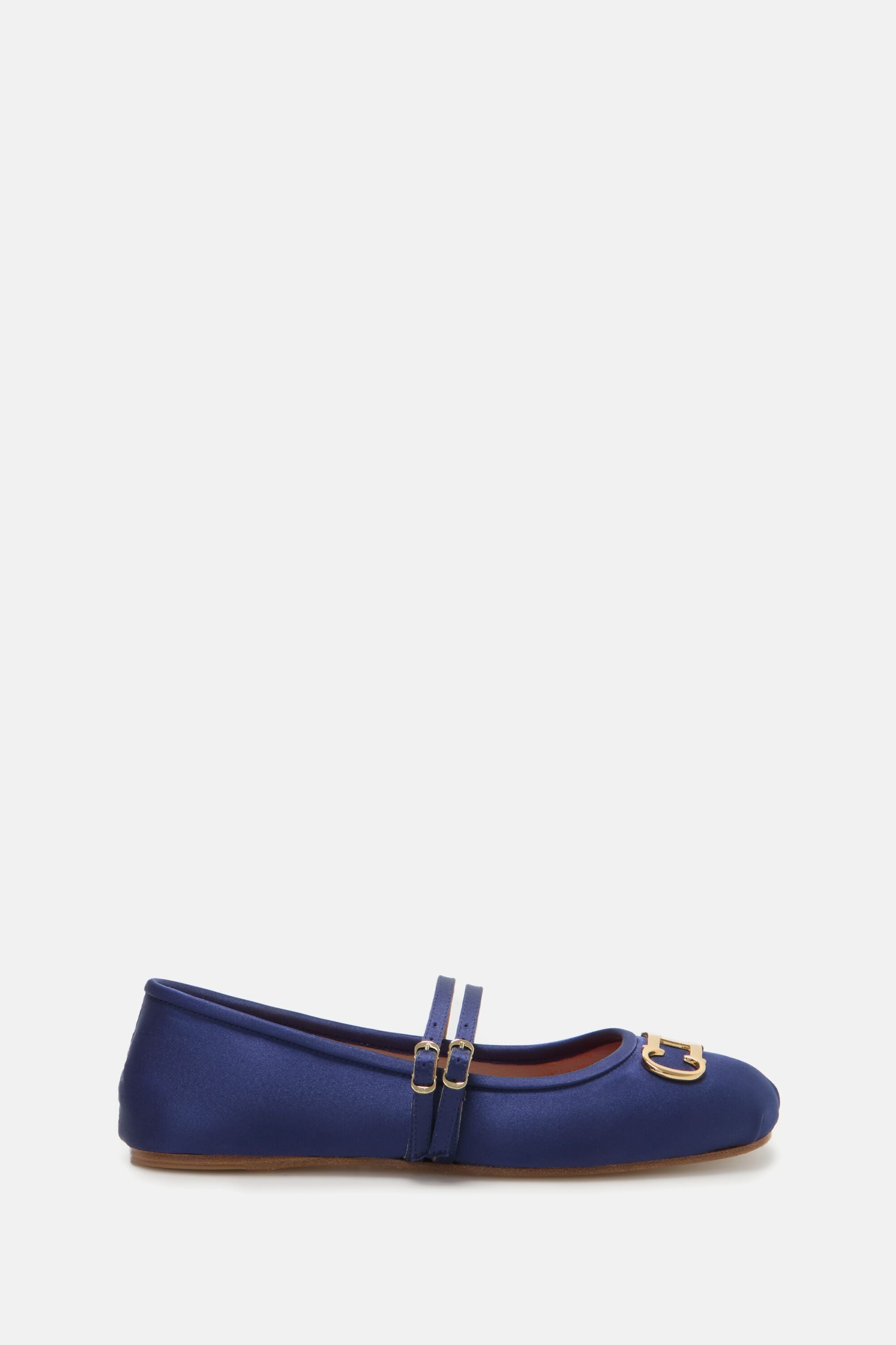 Navy satin flats on sale