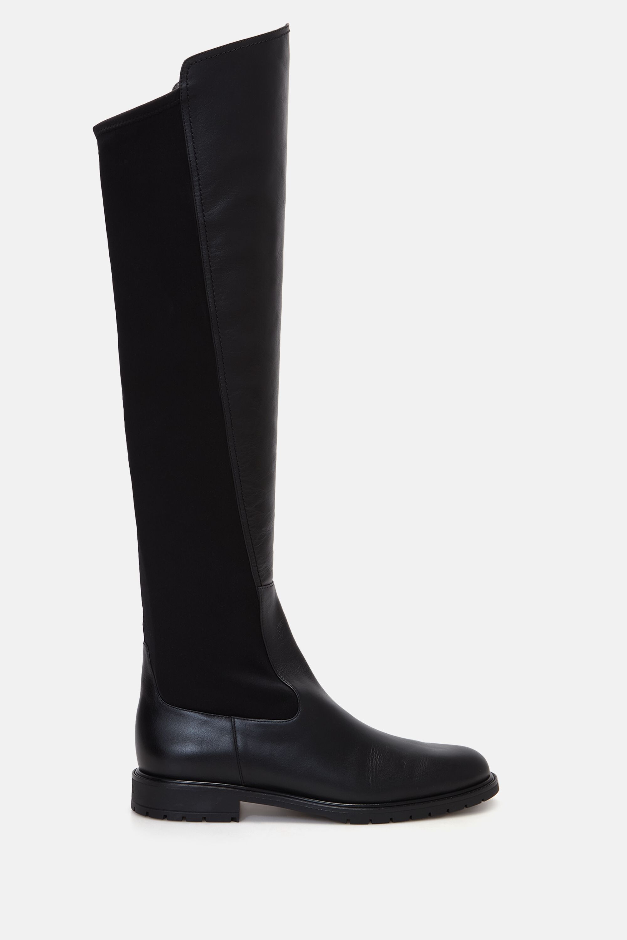 Blasón Leather and Stretch Fabric Flat Boots