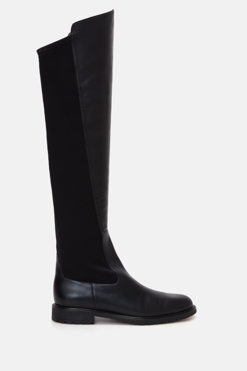 BLASÓN LEATHER AND STRETCH FABRIC FLAT BOOTS