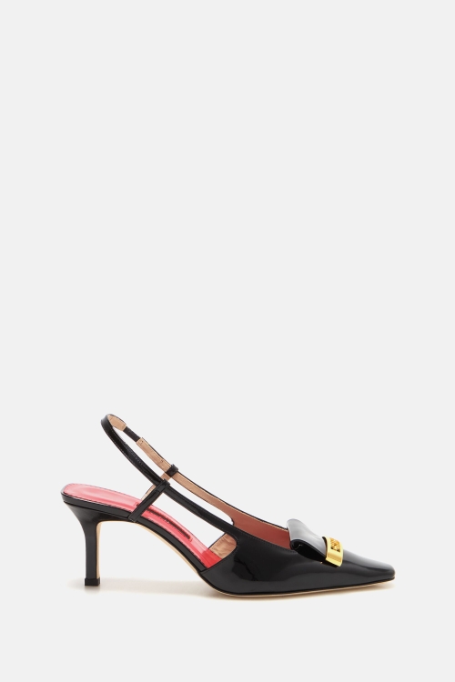 BIMBA 65 PATENT-LEATHER SLINGBACK PUMPS