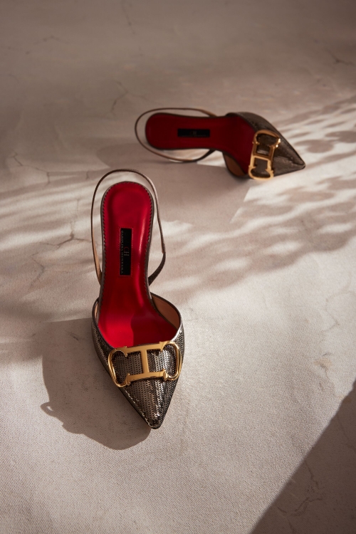 INITIALS INSIGNIA 80 SEQUINED SLINGBACK POINT-TOE PUMPS