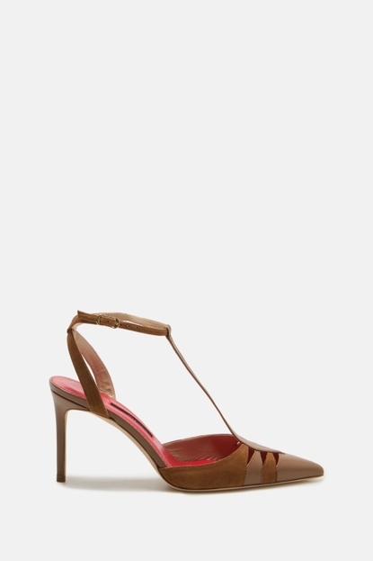 Initials Insignia 80 Leather and Suede Slingback Point-toe Pumps