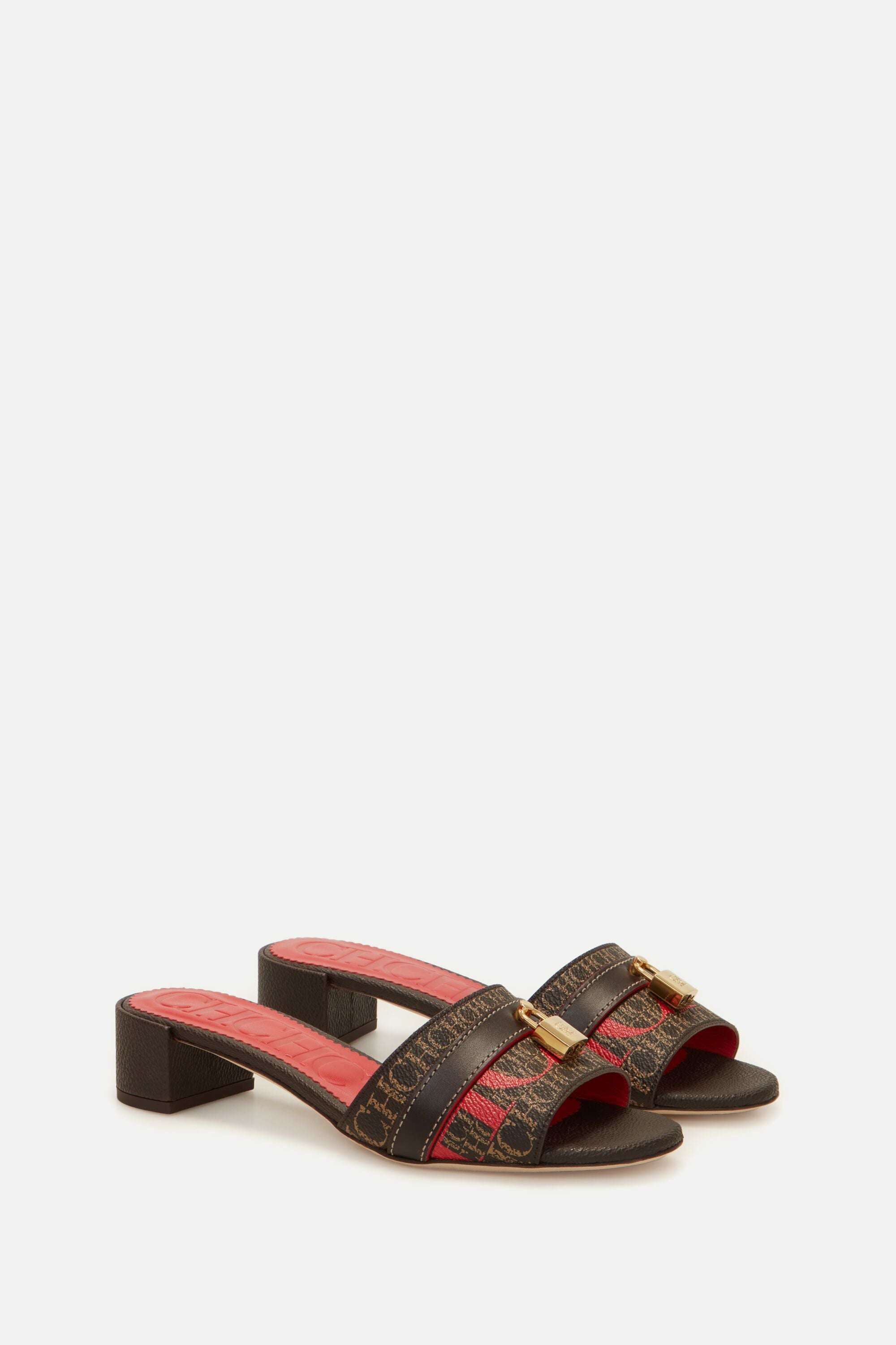 Matryoshka Locked 45 Canvas Slides dark brown - CH Carolina