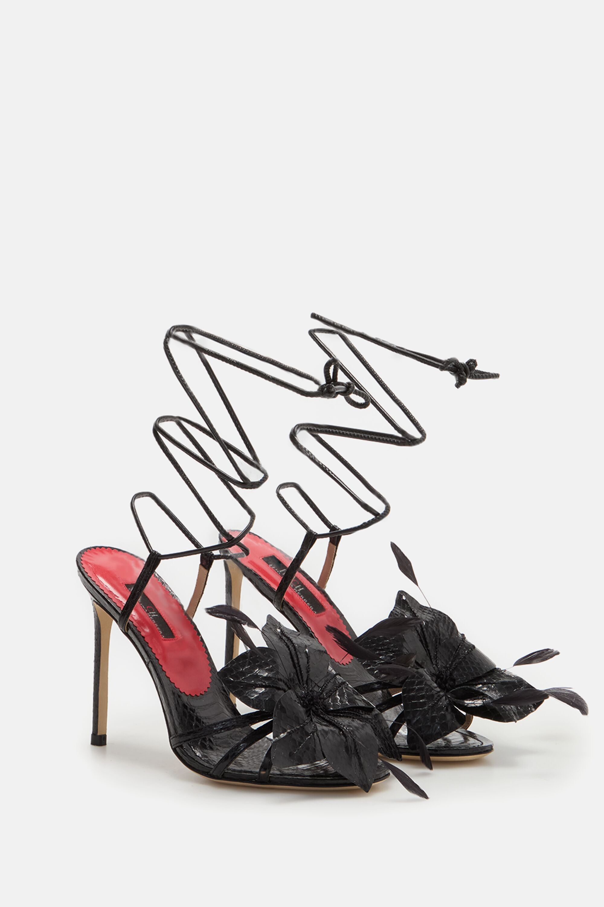 Jasmine Flower Leather 100 Sandals black - CH Carolina Herrera