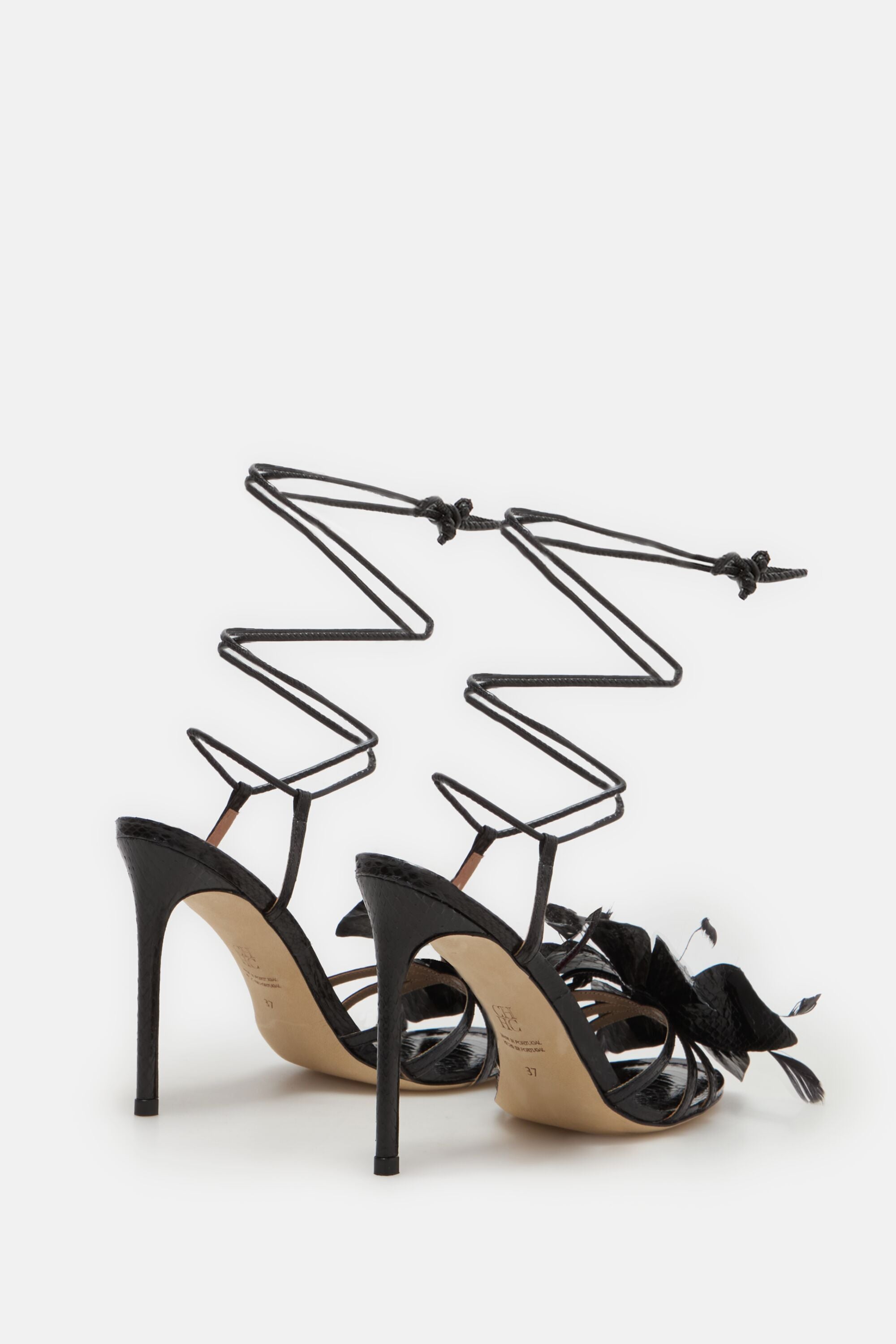 Jasmine Flower Leather 100 Sandals black - CH Carolina Herrera