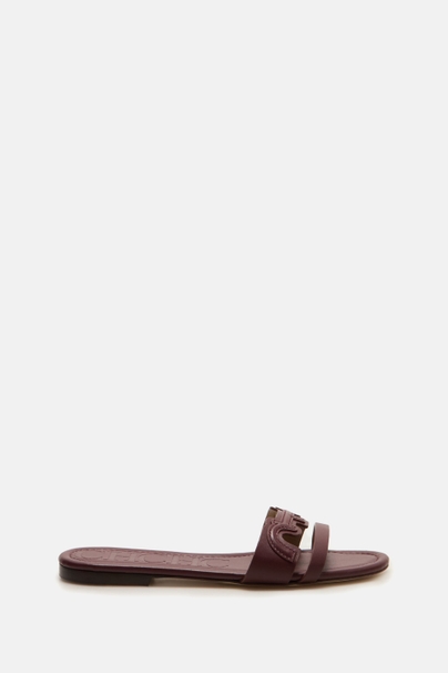 Doma Insignia Leather Slides - BURGUNDY