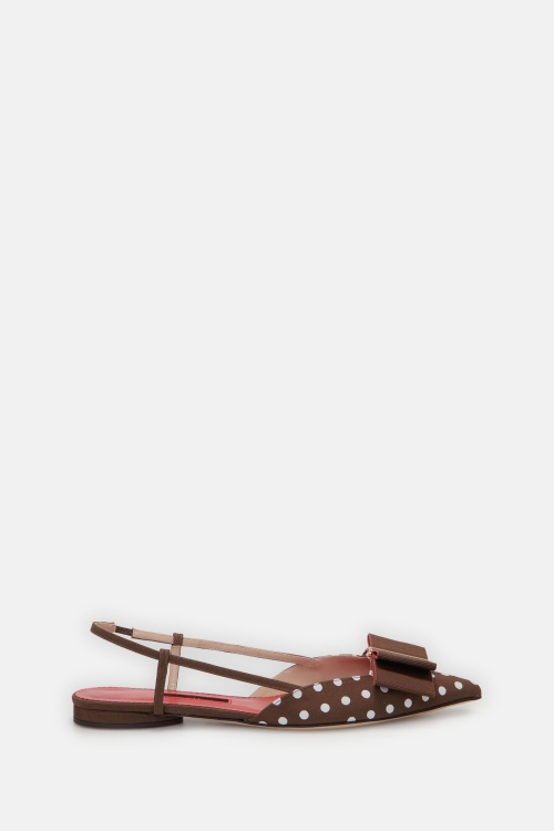 LACITO INSIGNIA SLINGBACK POINT-TOE FLATS WITH POLKA DOTS