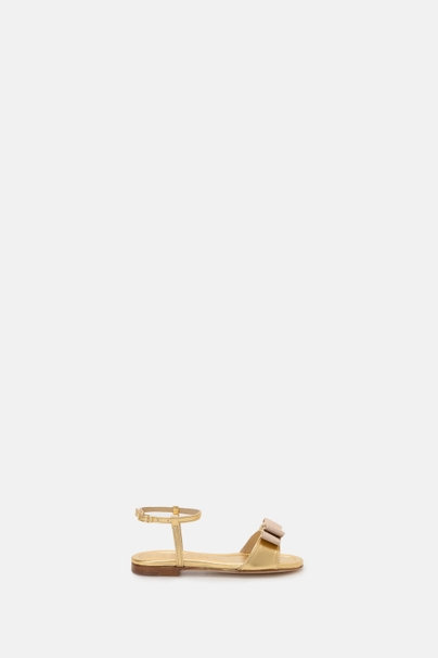 Lacito Insignia Leather Flat Sandals - GOLD
