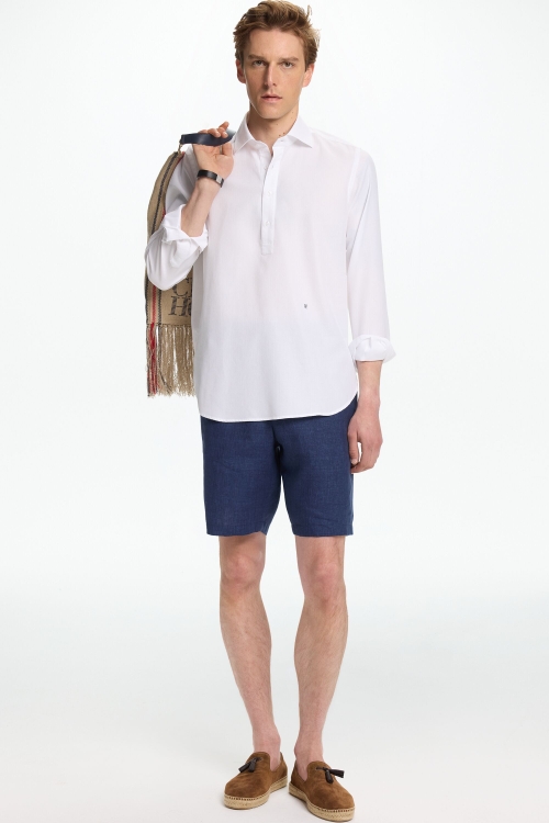 LINEN REGULAR FIT BERMUDA SHORTS