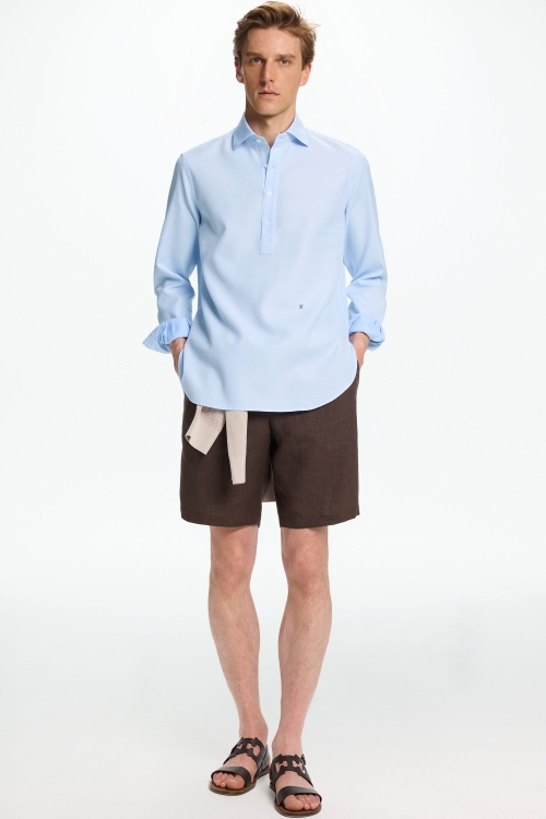 LINEN REGULAR FIT BERMUDA SHORTS