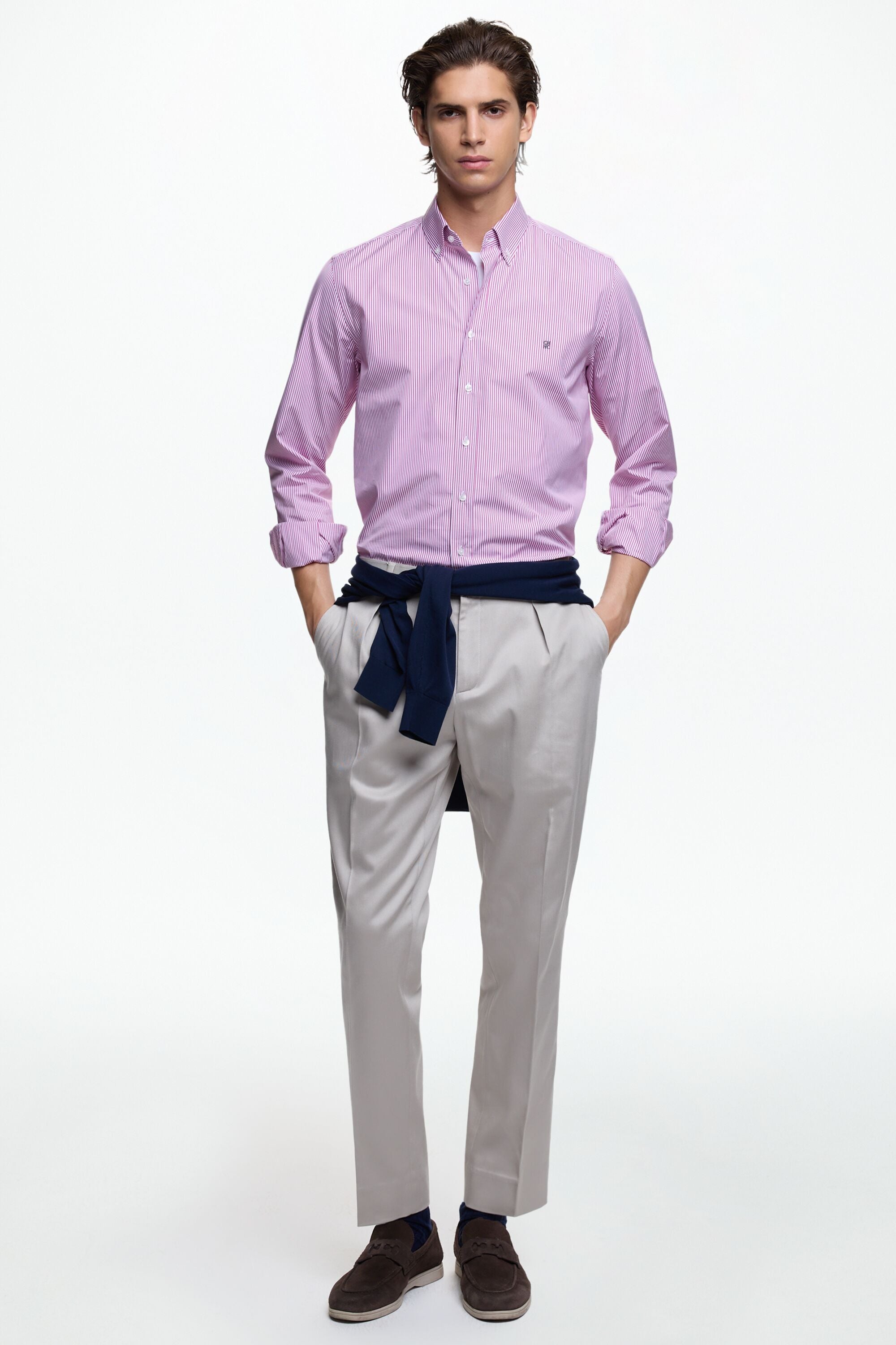 Candy Stripe Poplin Shirt purple/white - CH Carolina Herrera Candy Stripe Poplin Shirt purple/white - CH Carolina Herrera