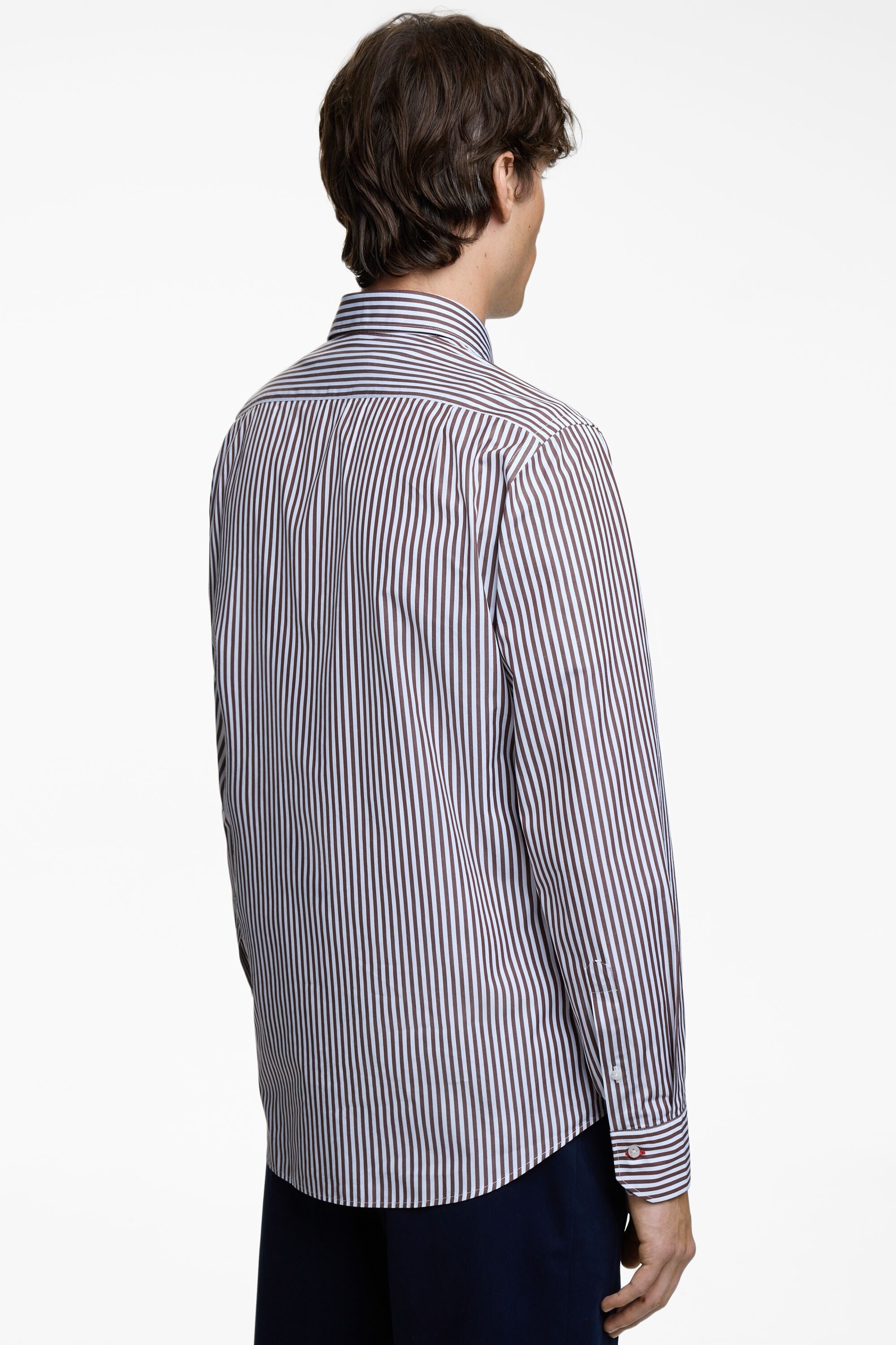Candy Stripe Poplin Shirt white/brown - CH Carolina Herrera