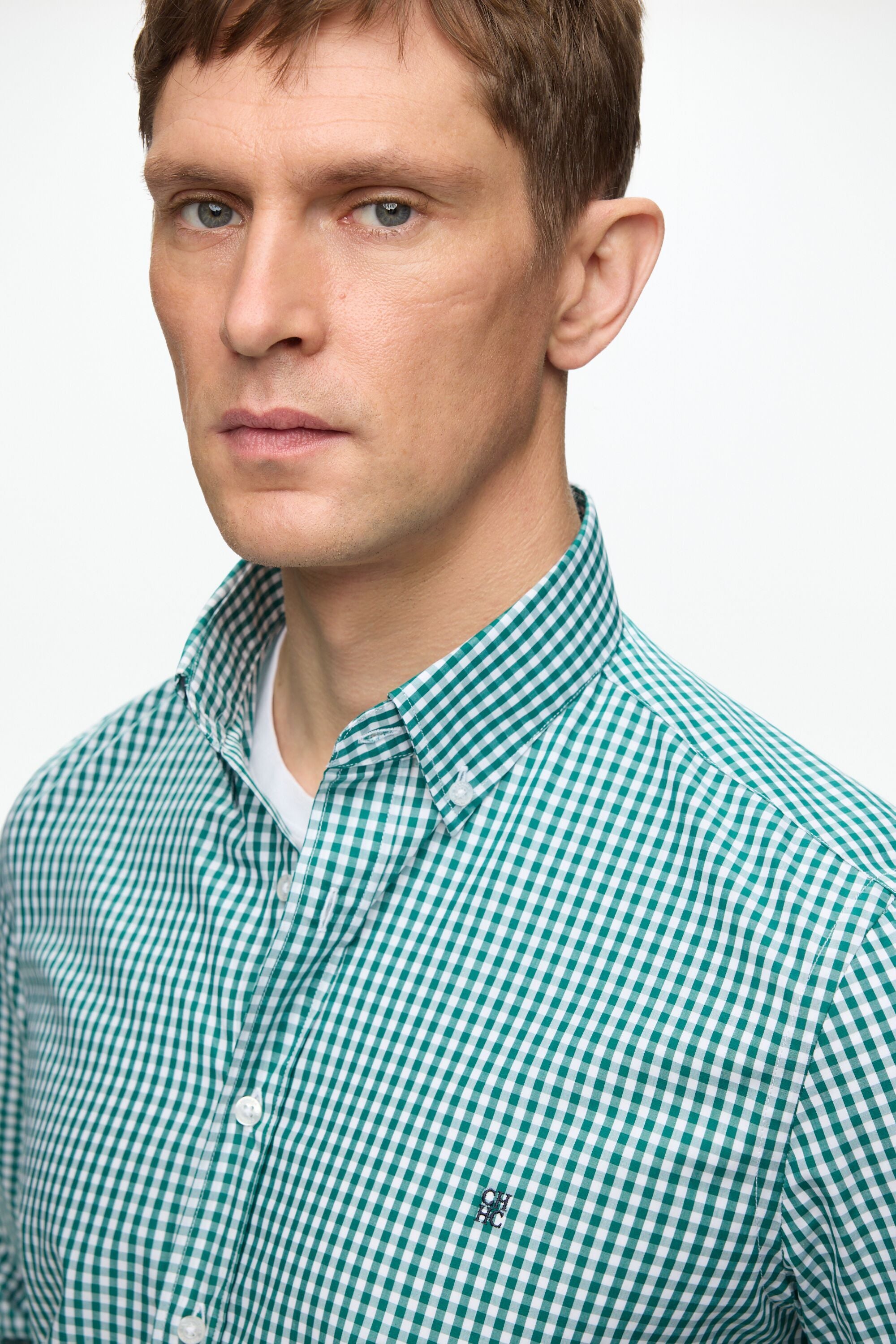 Gingham Check Poplin Shirt green/white - CH Carolina Herrera