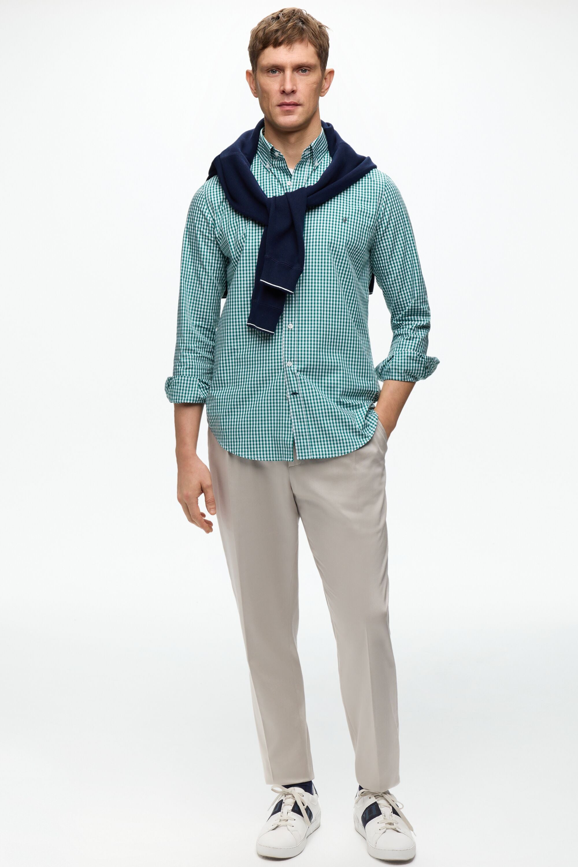 シャツ HUECLOSET Over-Fit Napping Check Shirt Men's Regular Fit Plaid Poplin Shirt - Button Down Shirts