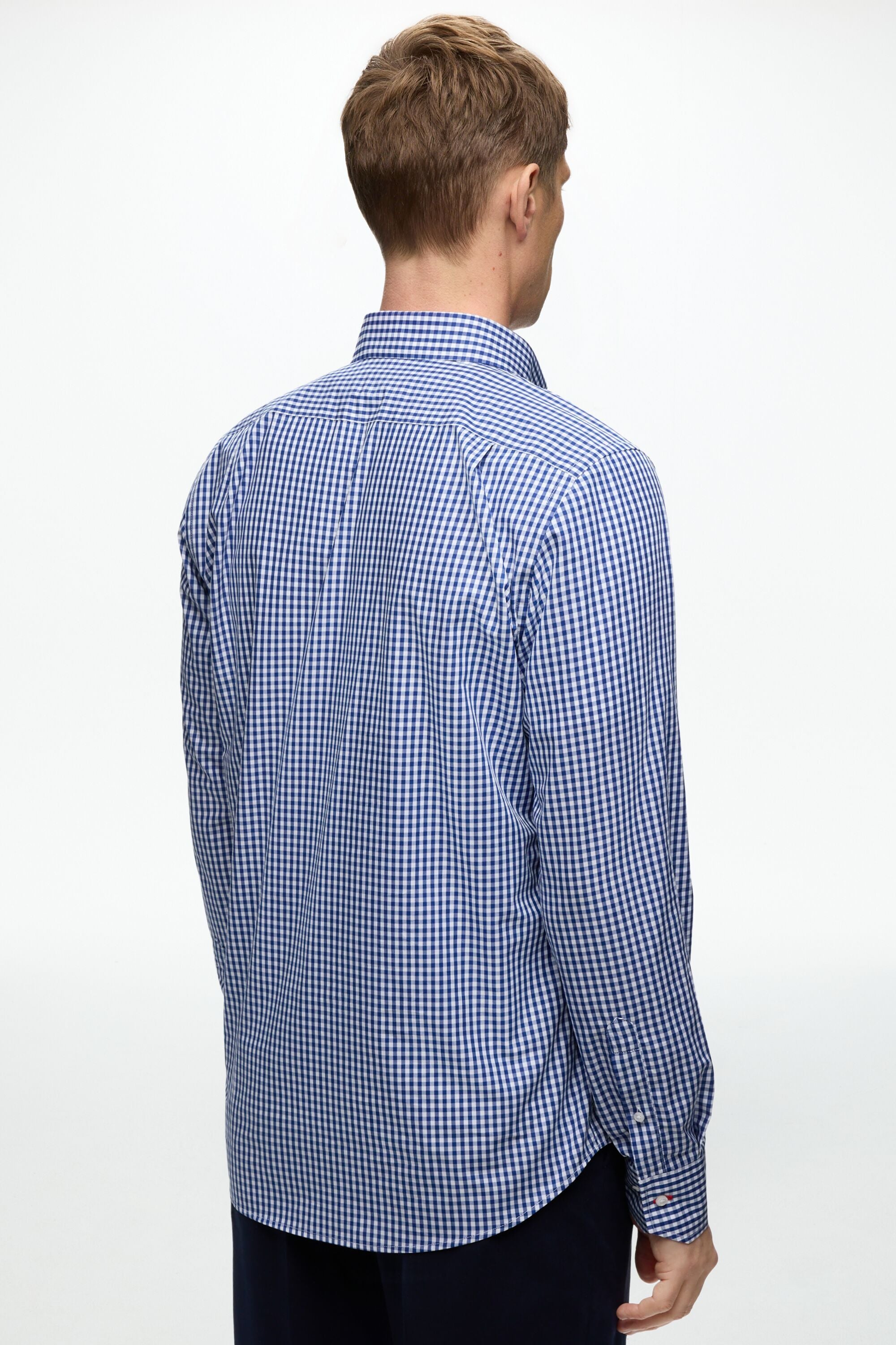 Gingham Check Poplin Shirt ink blue/white - CH Carolina