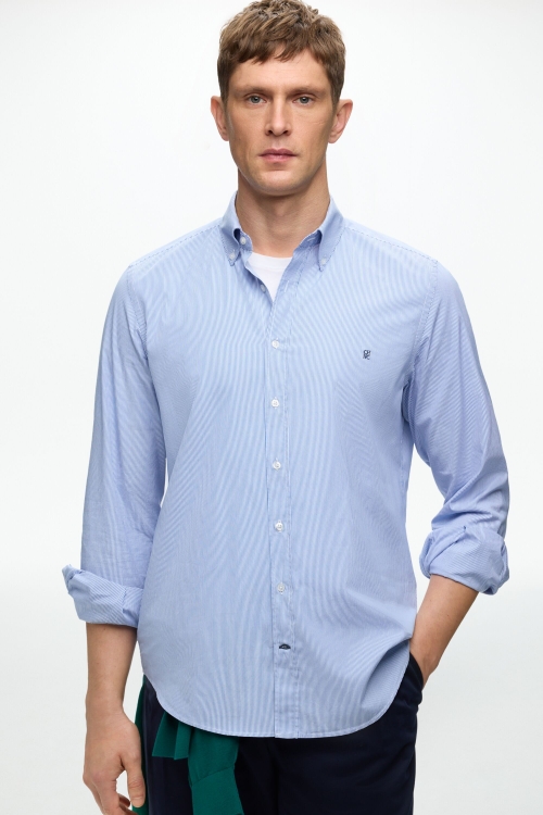 PINSTRIPED POPLIN SHIRT