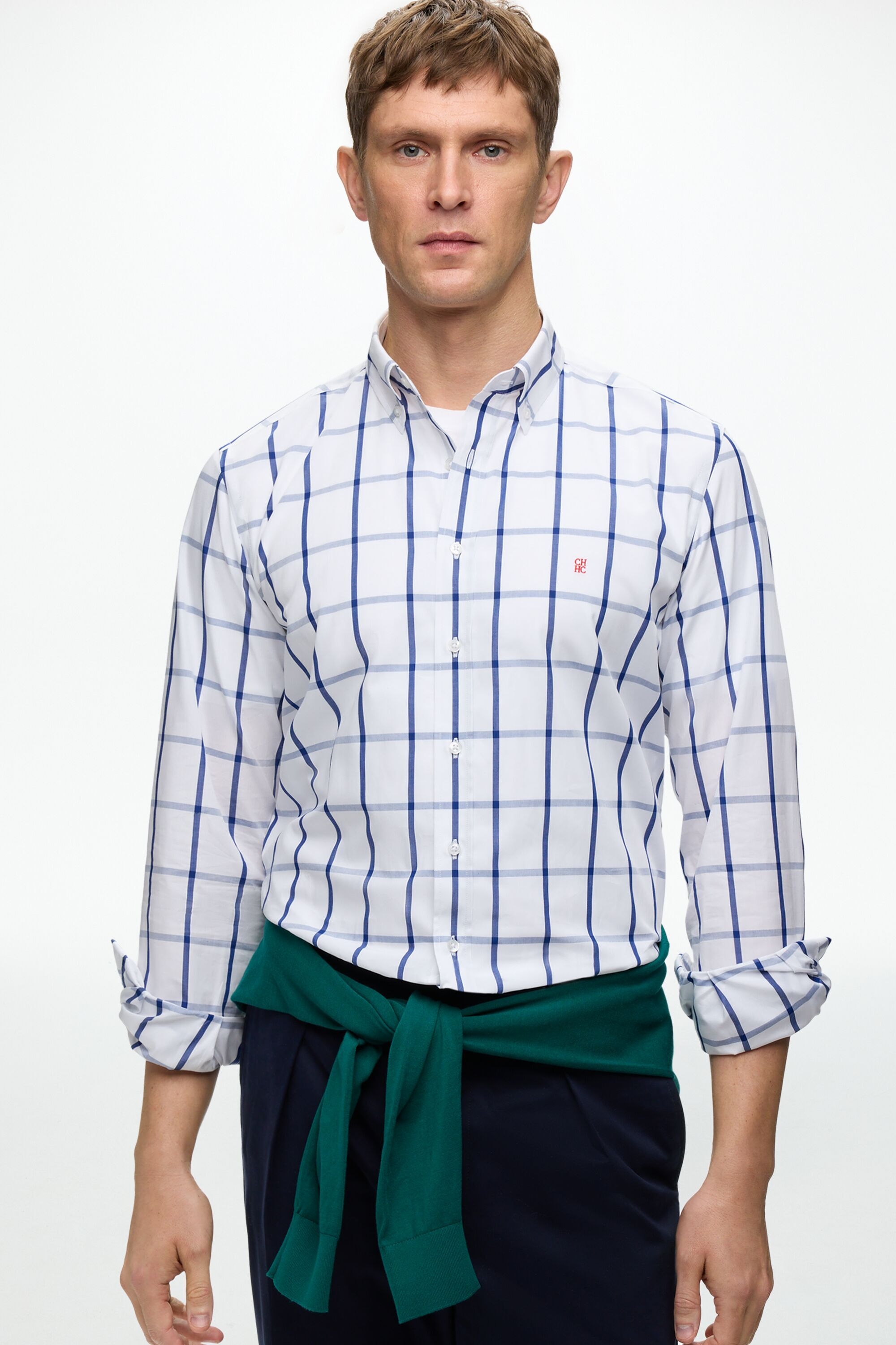 Windowpane Check Poplin Shirt