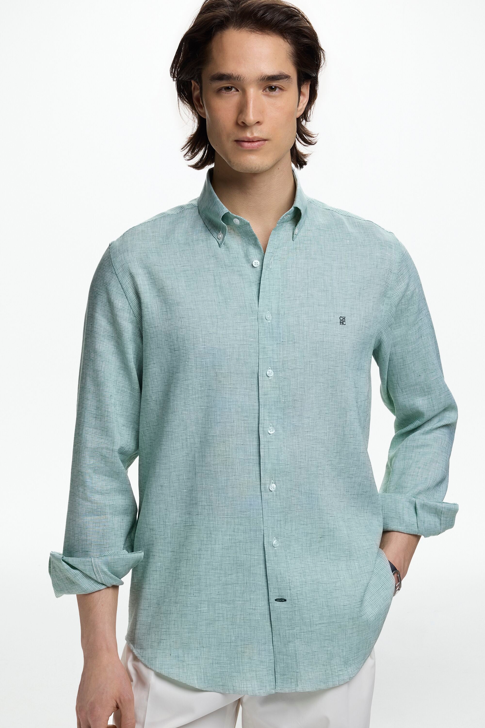 Houndstooth Linen Shirt
