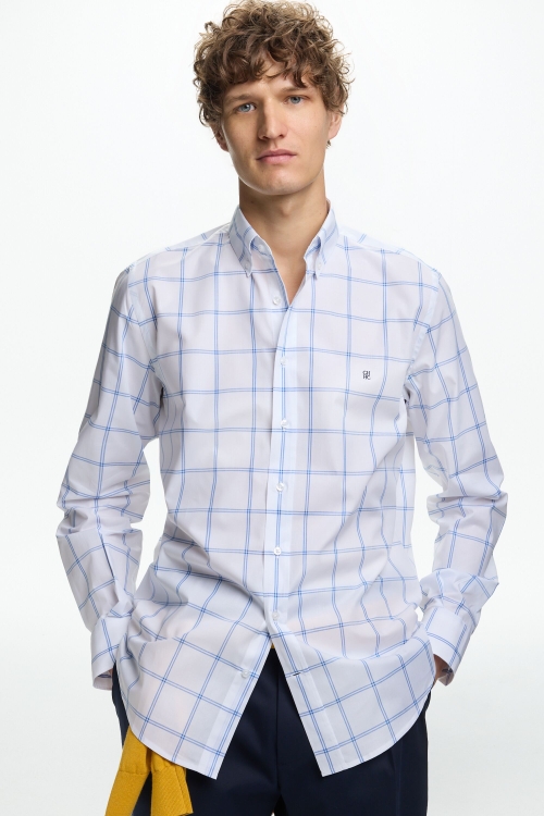 CAMISA DE POPELÍN DE DOBLE CUADRO VENTANA