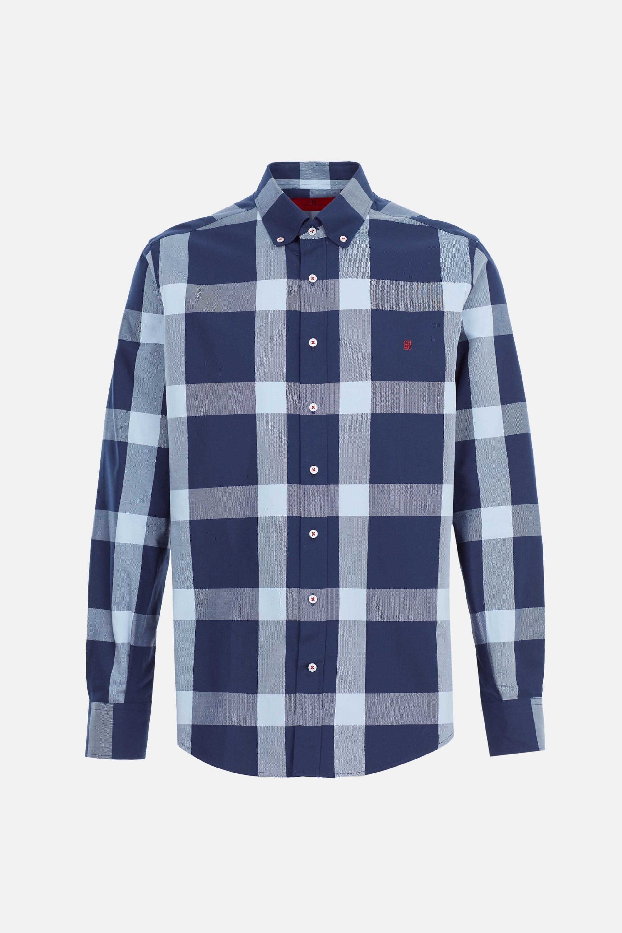 Checkered twill shirt navy/sky blue - CH Carolina Herrera Checkered twill shirt navy/sky blue - CH Carolina Herrera