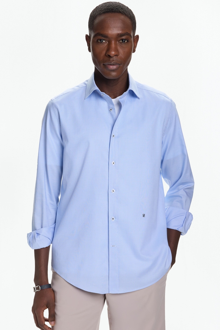 Houndstooth Oxford Shirt with Spread Collar