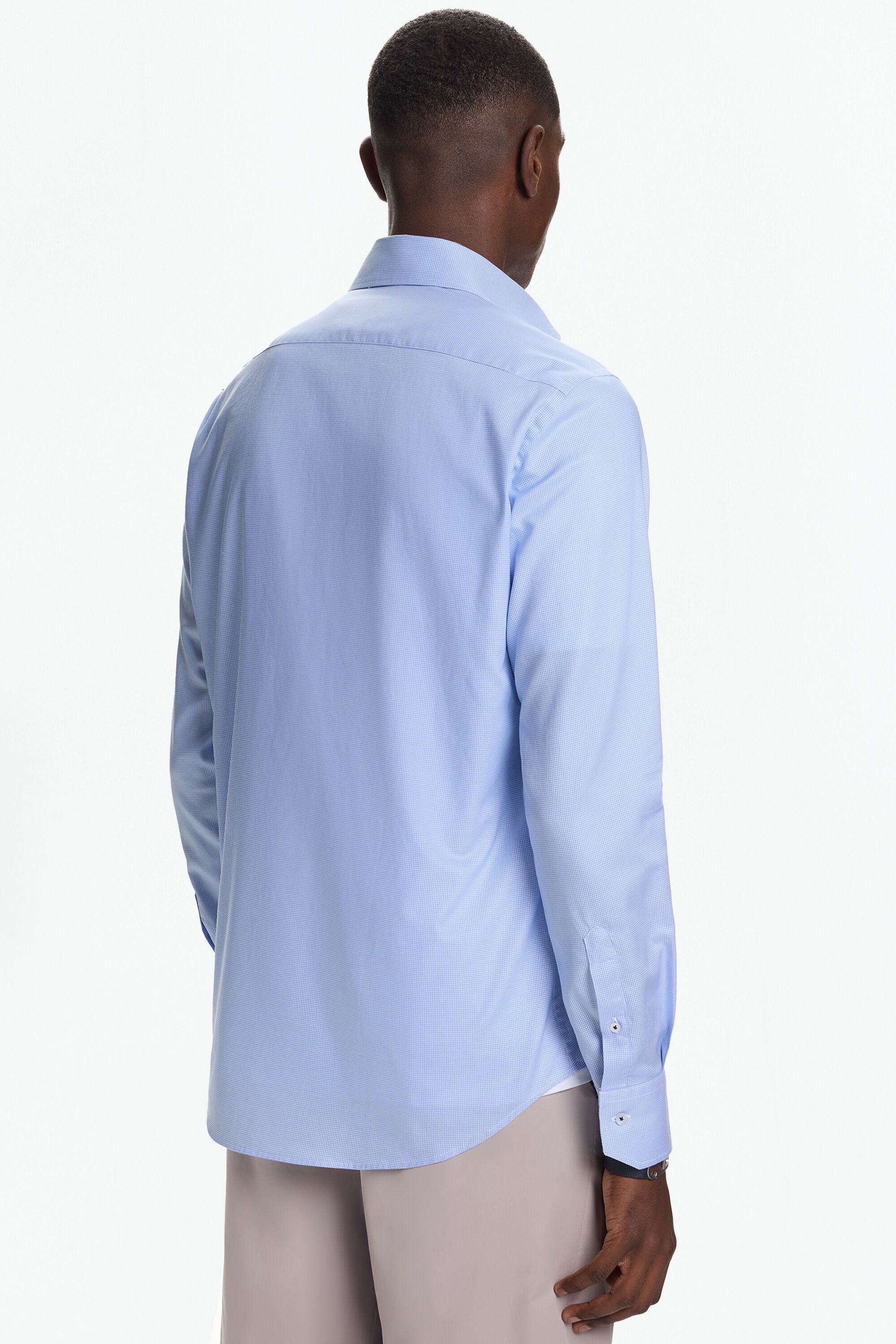 Houndstooth Oxford Shirt with Spread Collar sky blue/white Houndstooth Oxford Shirt with Spread Collar sky blue/white