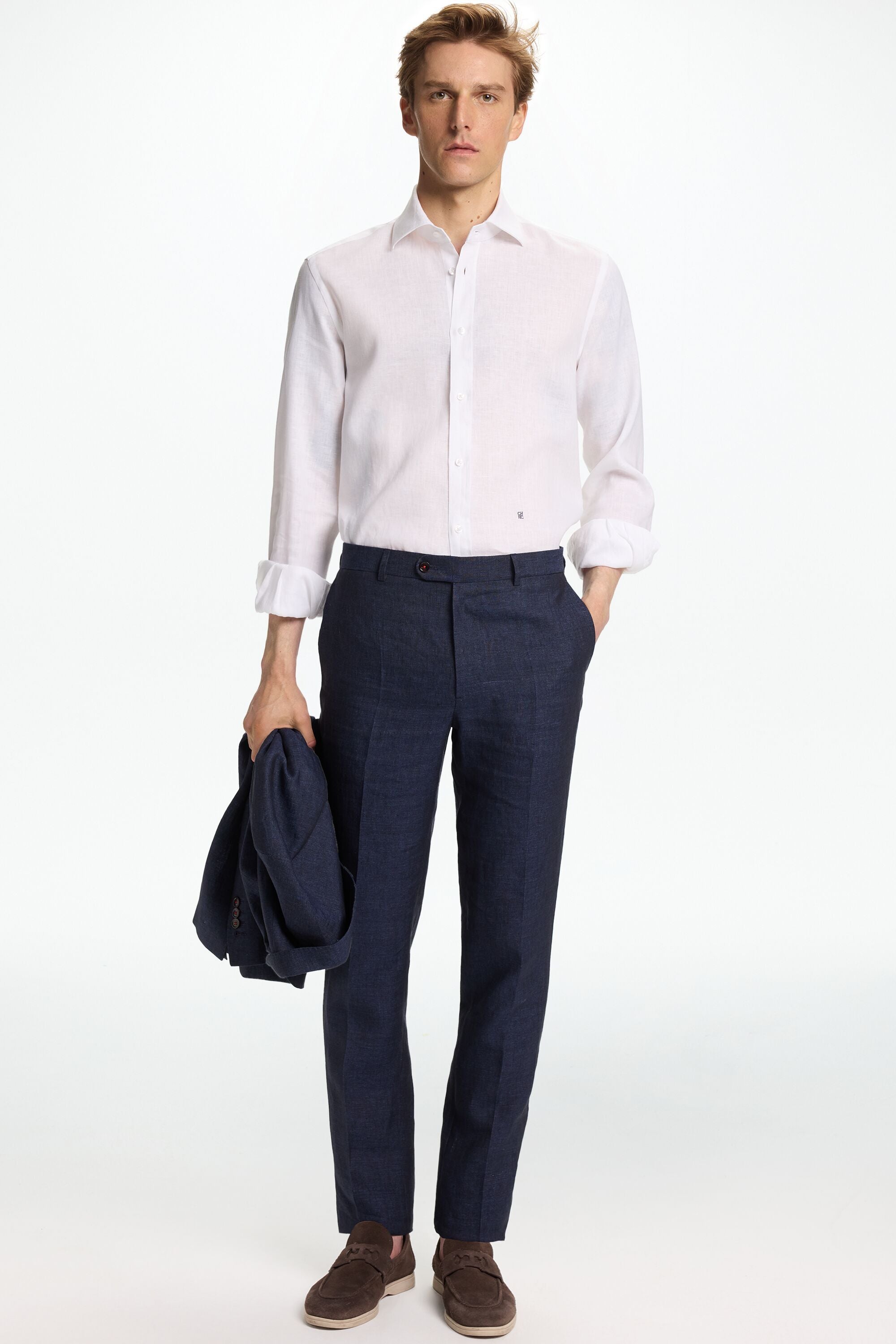 Linen Shirt with Spread Collar white - CH Carolina Herrera Linen Shirt with Spread Collar white - CH Carolina Herrera