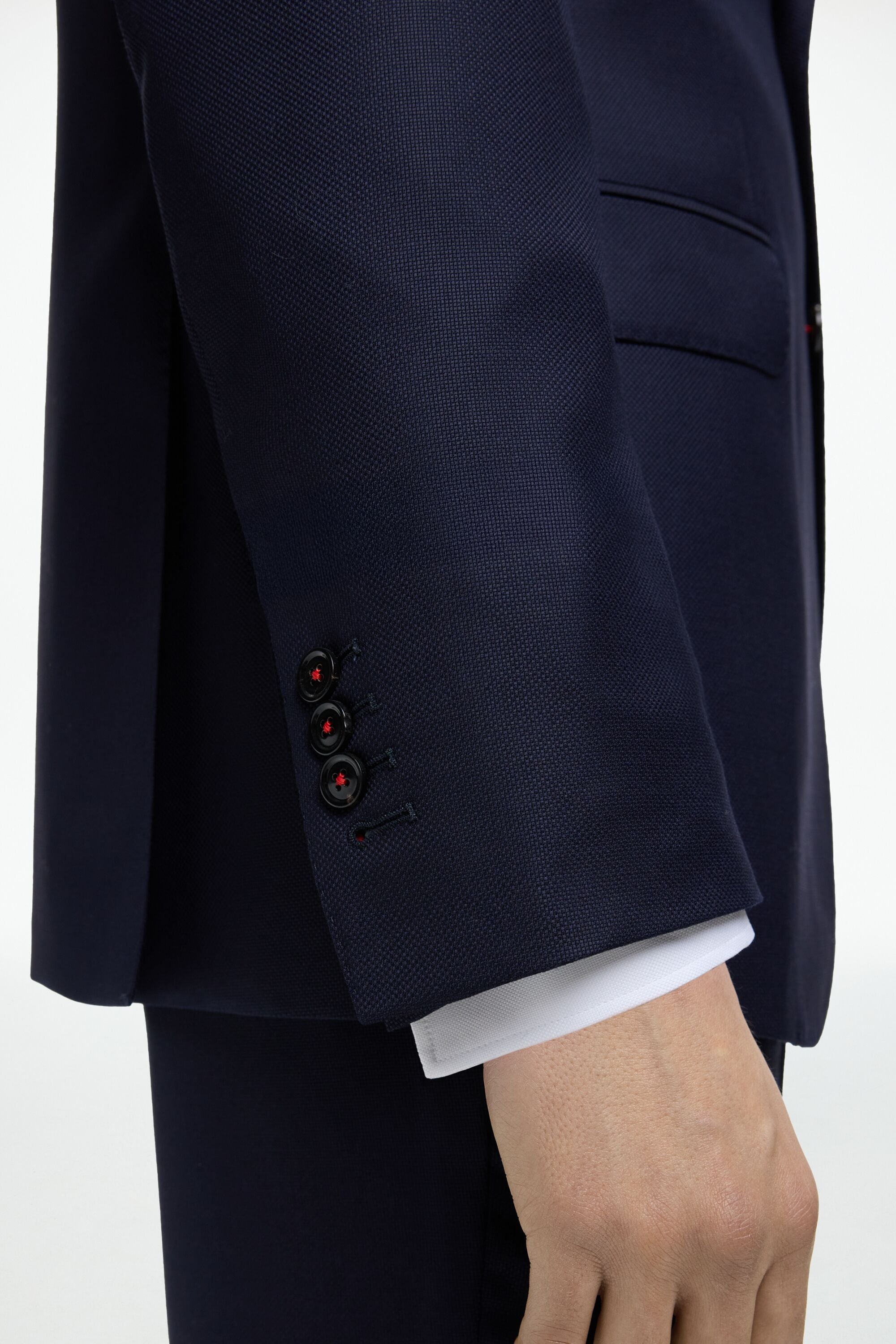 Textured wool knit classic fit suit jacket navy - CH