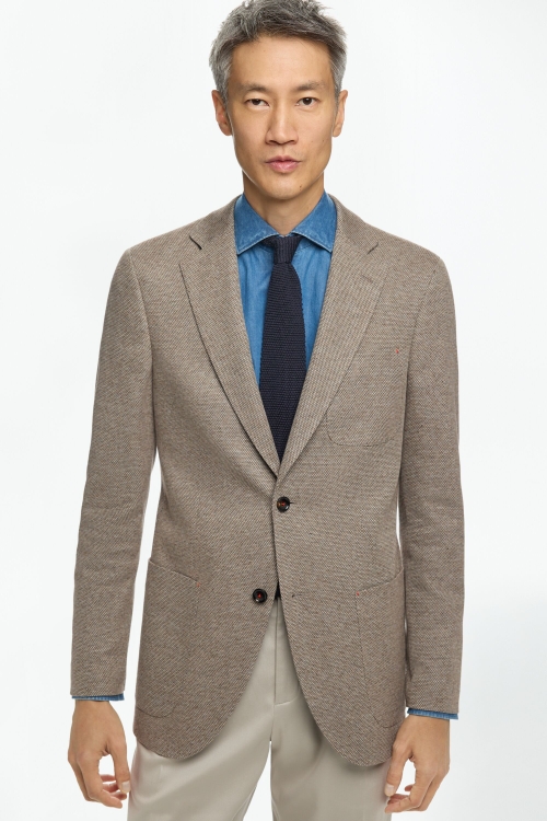 TEXTURED COTTON KNIT RELAXED FIT BLAZER