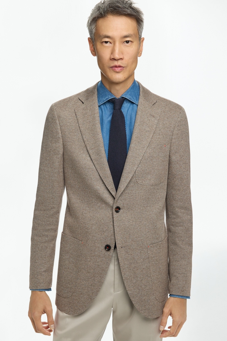 Textured Cotton Knit Relaxed Fit Blazer