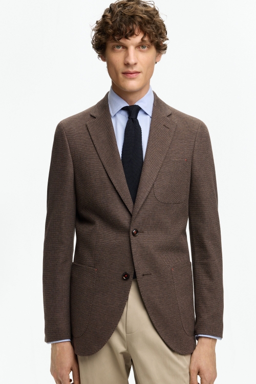 TEXTURED COTTON KNIT RELAXED FIT BLAZER