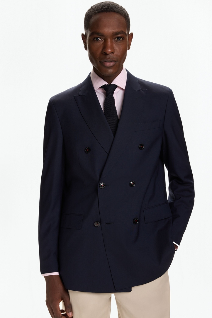 Tropical Wool Double-Breasted Classic Fit Suit Jacket