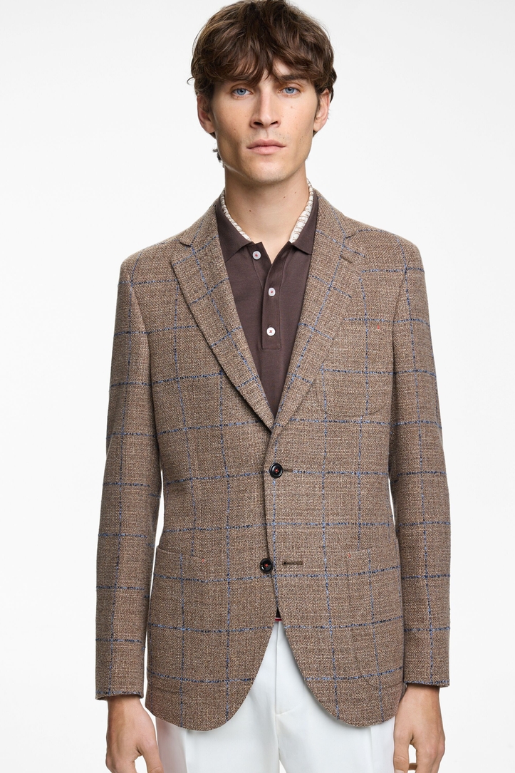 Chaqueta Relaxed Fit de Lana de Cuadro Ventana
