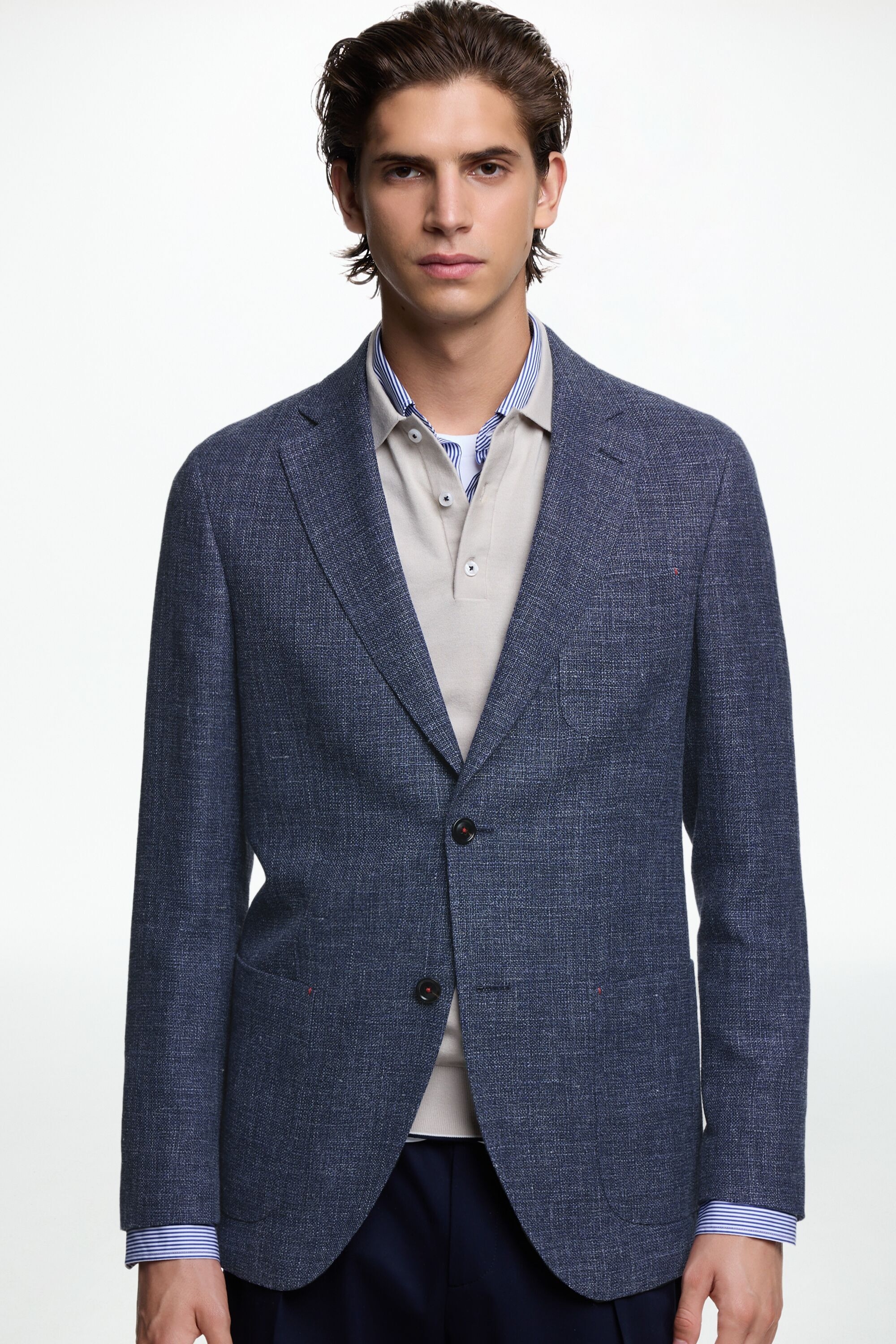 Textured Linen and Wool Relaxed Fit Blazer