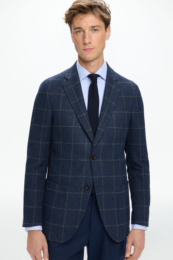 Windowpane Check Cotton Relaxed Fit Blazer