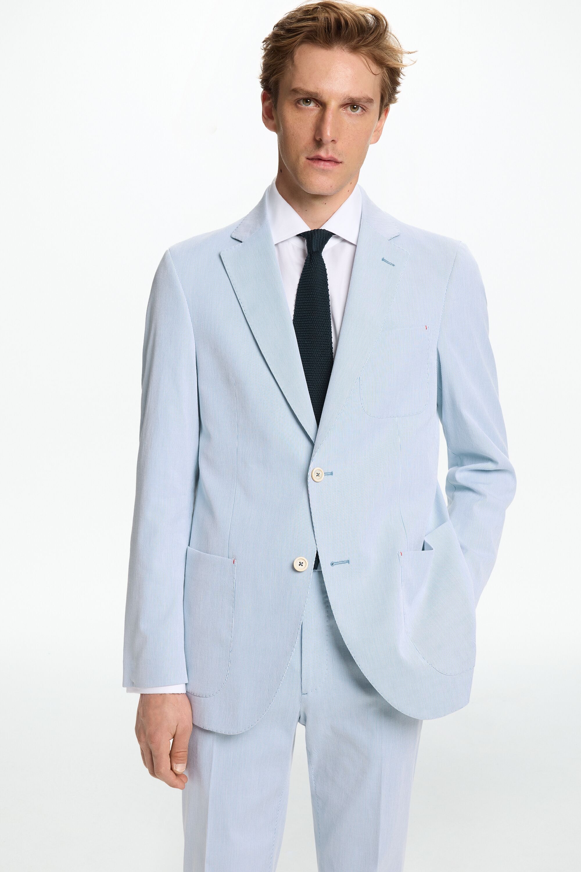 Chaqueta de Traje Relaxed Fit de Canutillo de Algodón