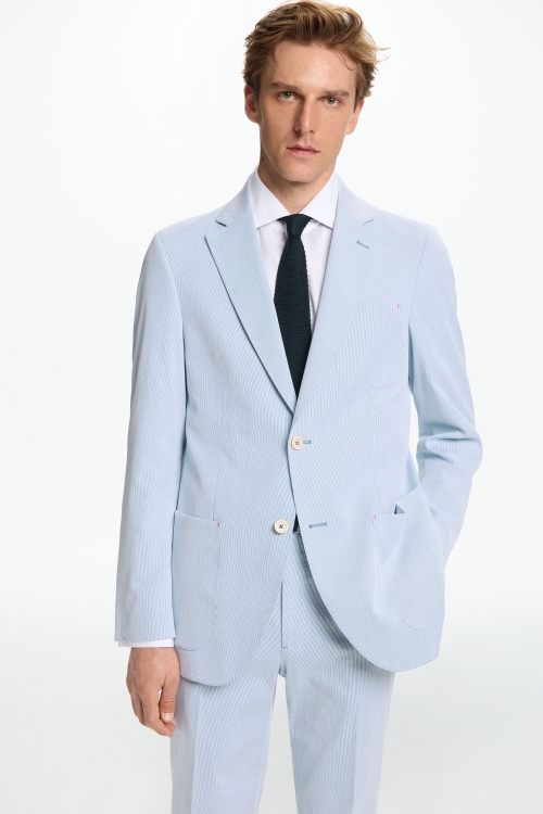 CHAQUETA DE TRAJE RELAXED FIT DE CANUTILLO DE ALGODÓN