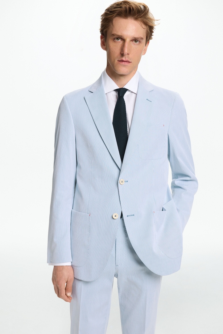 Chaqueta de Traje Relaxed Fit de Canutillo de Algodón