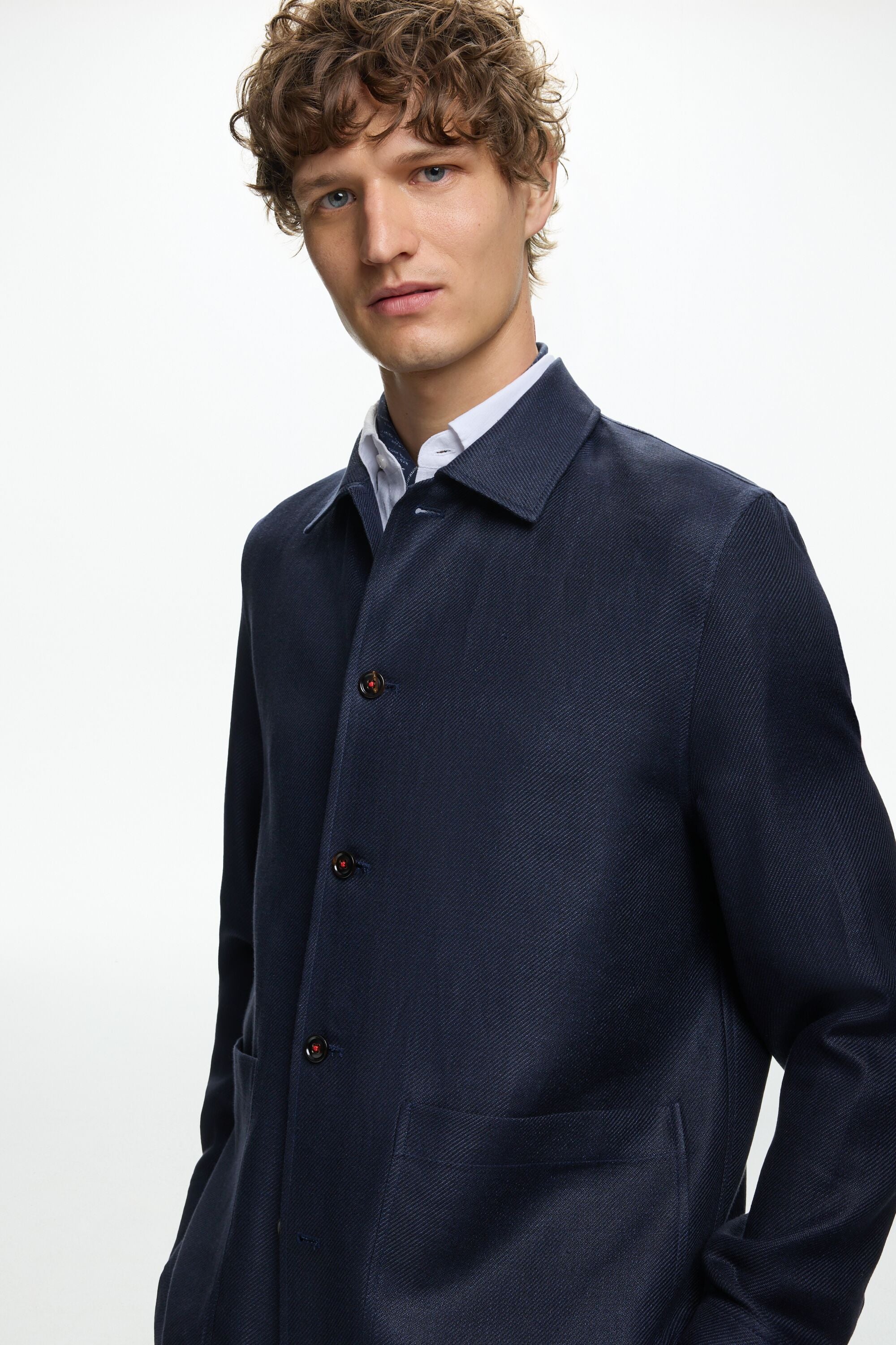 Linen Textured Overshirt blue - CH Carolina Herrera United Linen Textured Overshirt blue - CH Carolina Herrera United