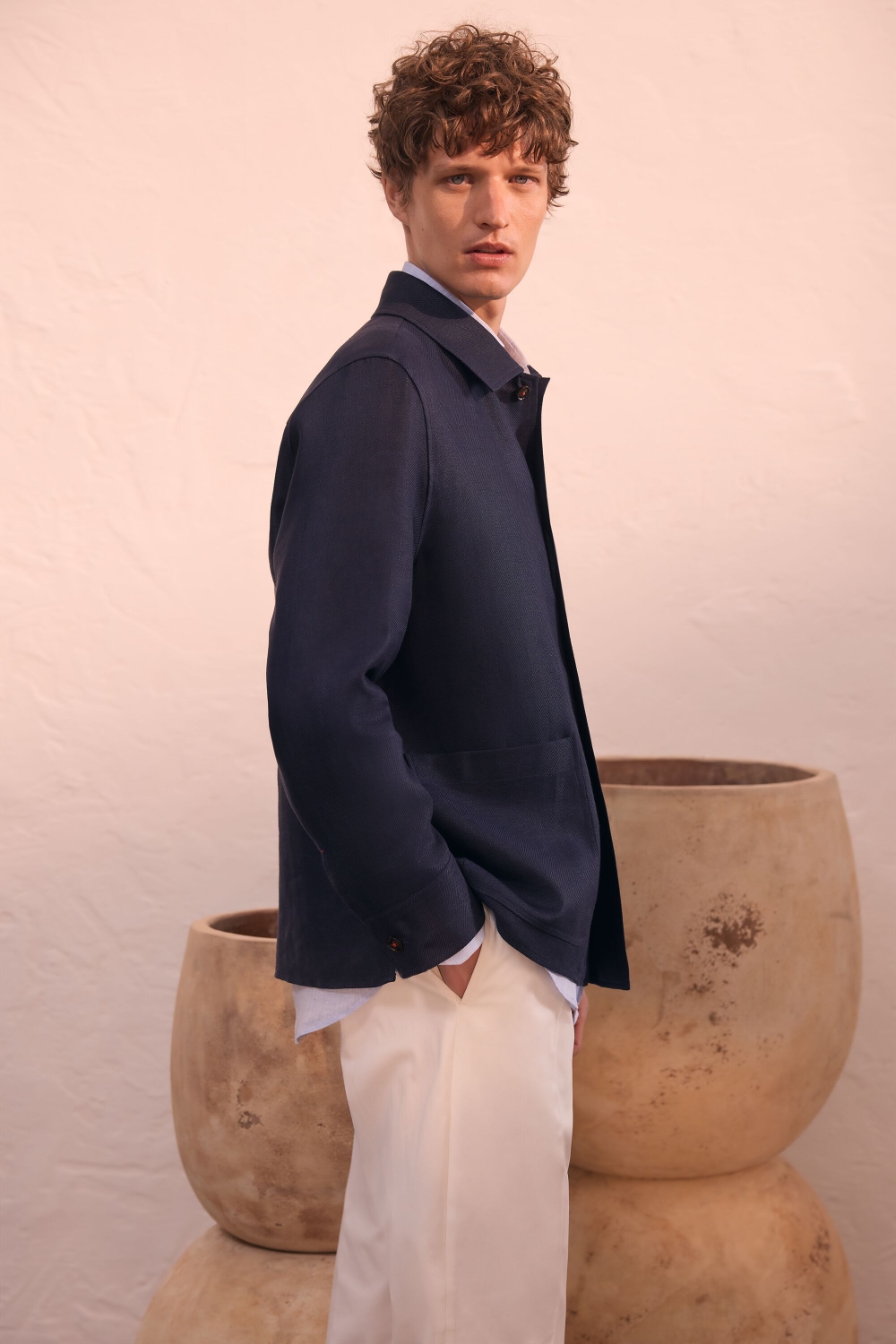 LINEN TEXTURED OVERSHIRT