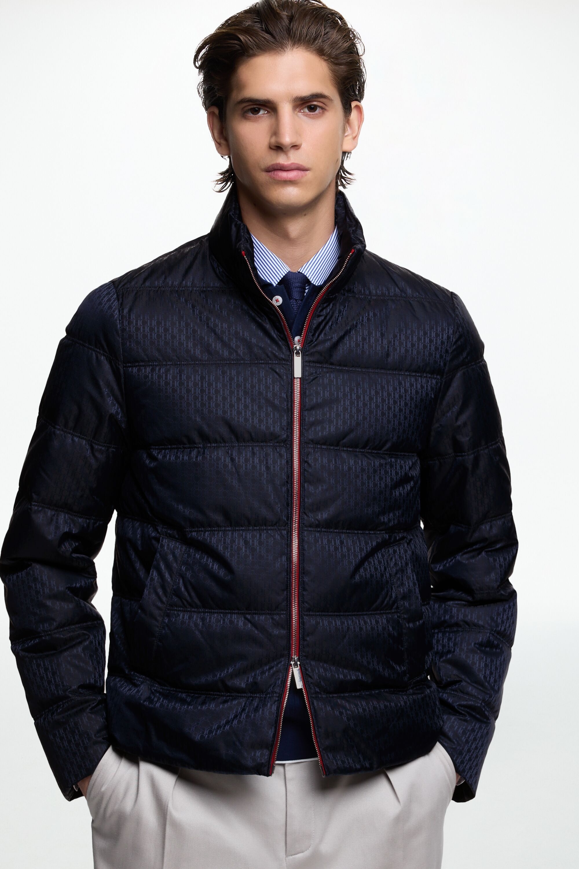 Cazadora de Nylon Acolchado de Plumas Jacquard CH