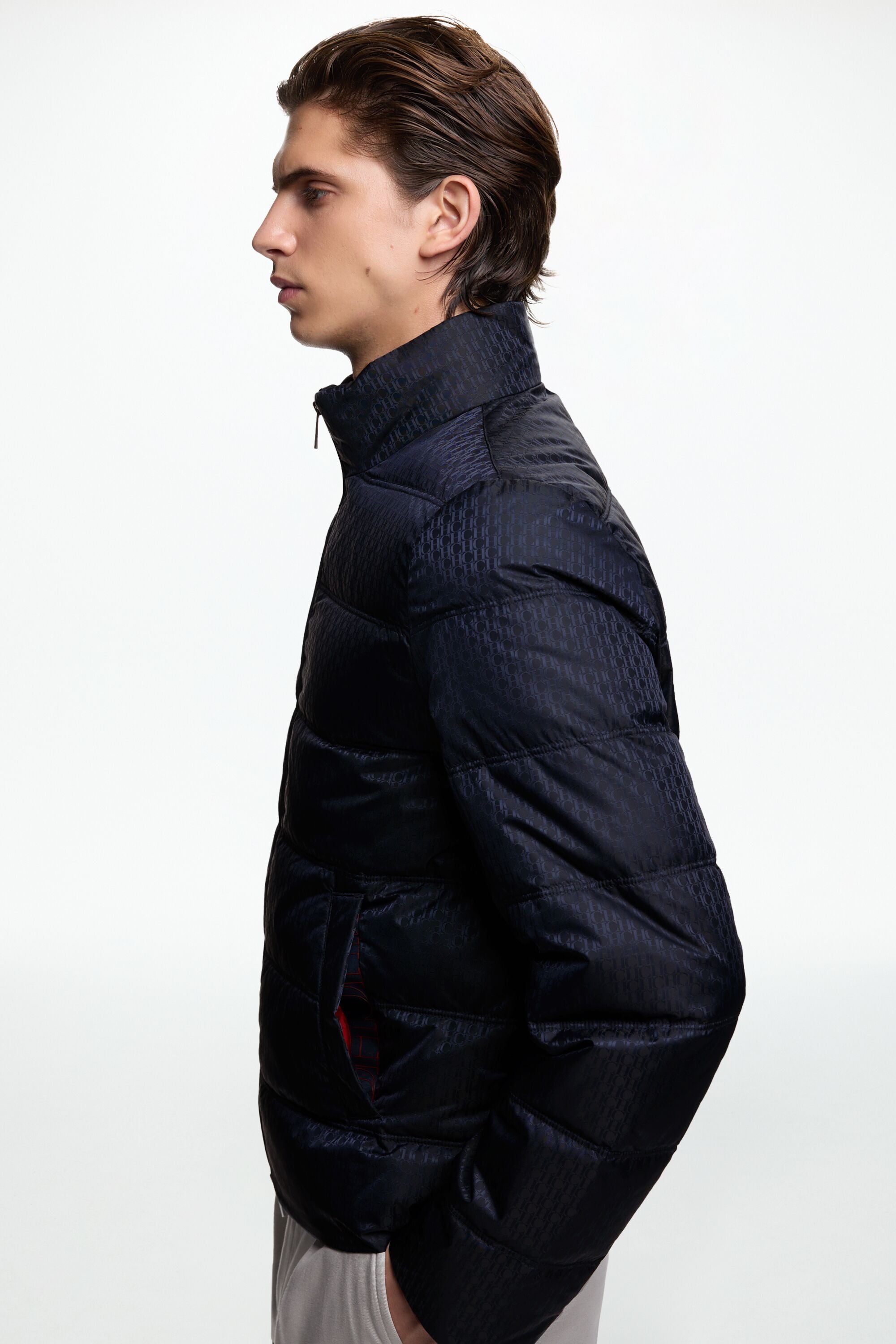 CH Jacquard Down-Quilted Nylon Jacket navy - CH Carolina
