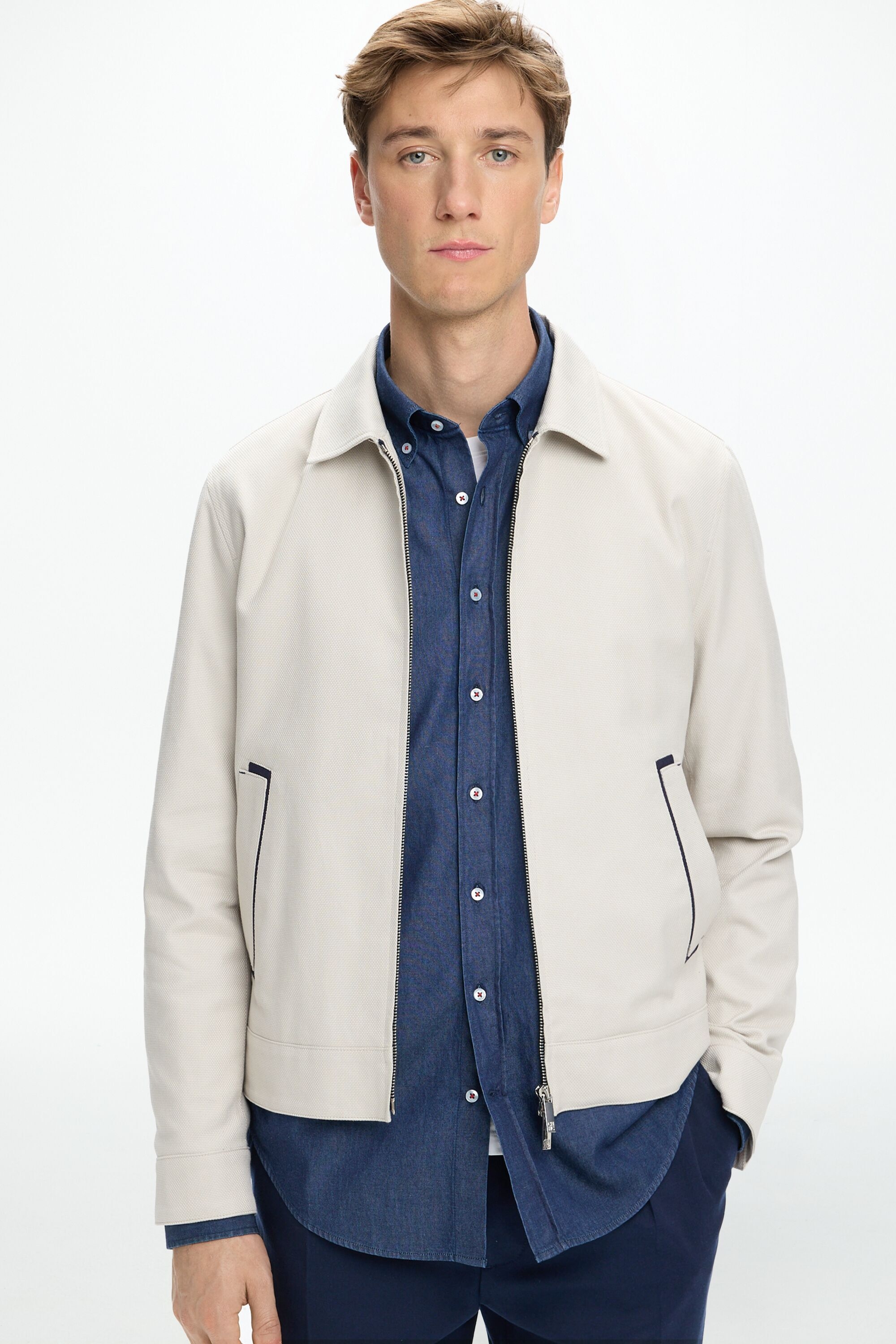 CHartan-Lined Textured Cotton Jacket