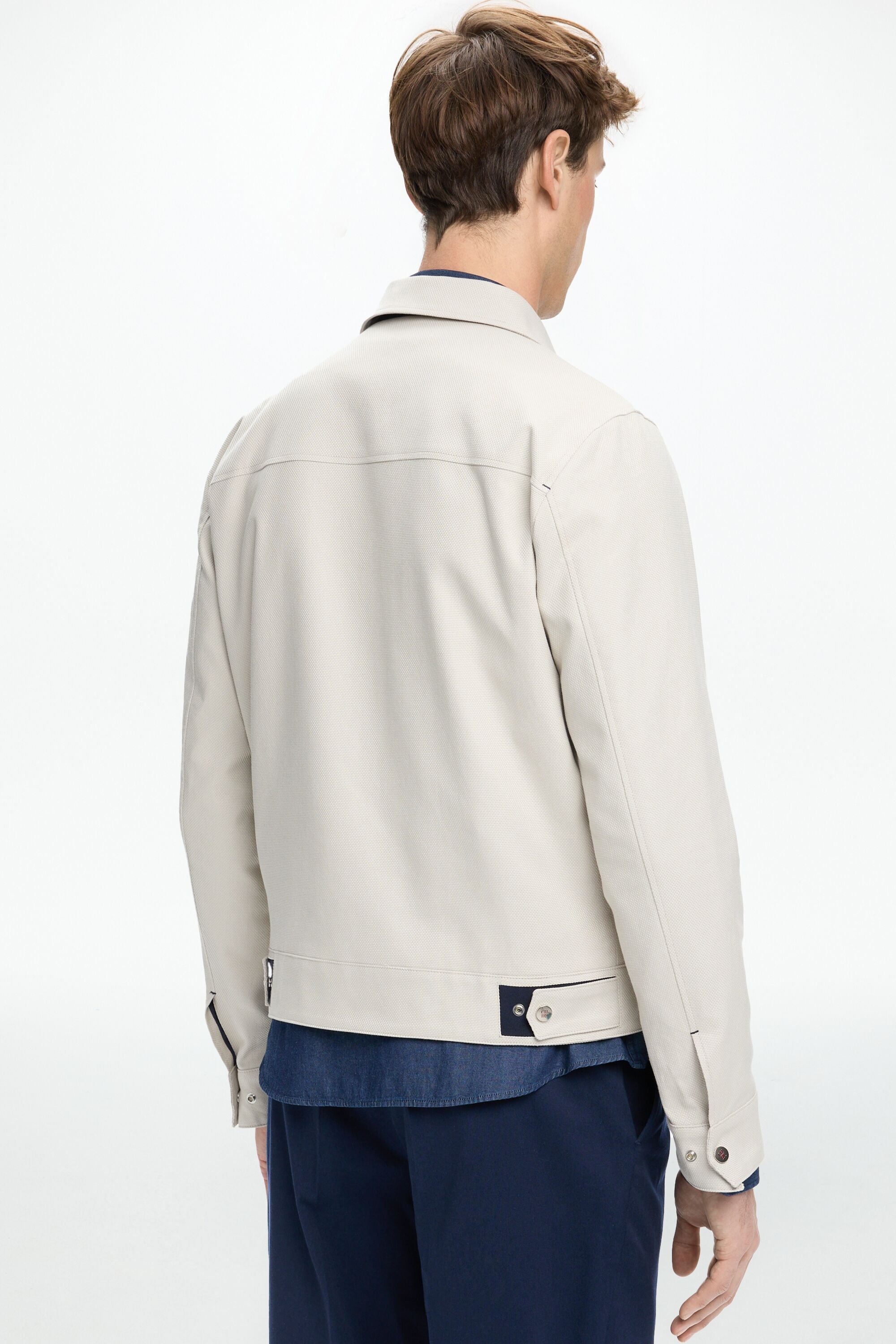CHartan-Lined Textured Cotton Jacket stone - CH Carolina